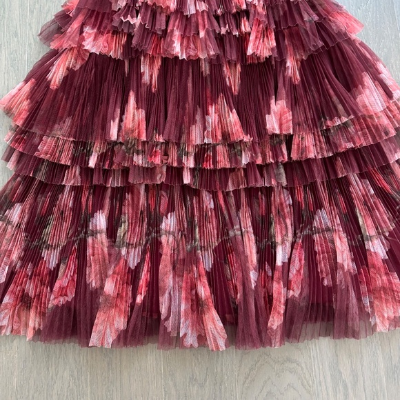 Hutch Burgundy Floral Tiered Maxi Dress, hemmed to midi length - Picture 5 of 12